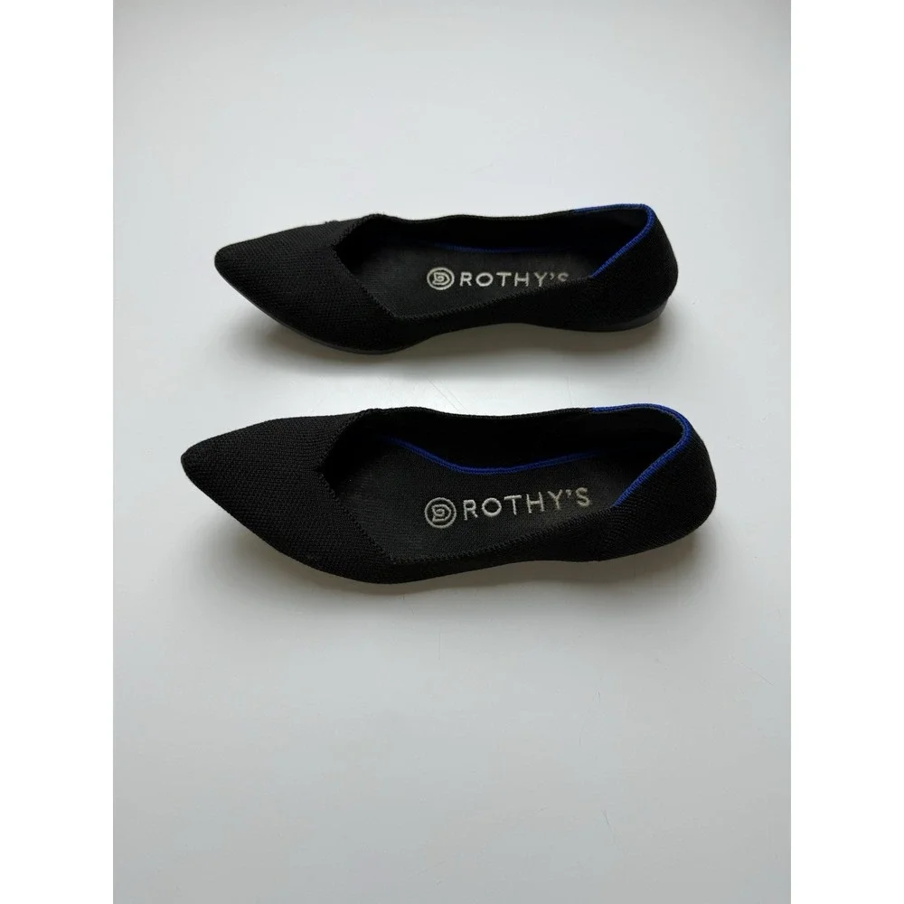 Rothy's Women's Black The Point Pointed Toe Slip-On Knit Flats Size 6